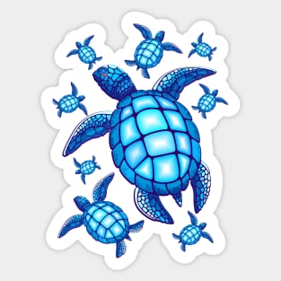 Sea Turtle Blue and Turquoise Sticker